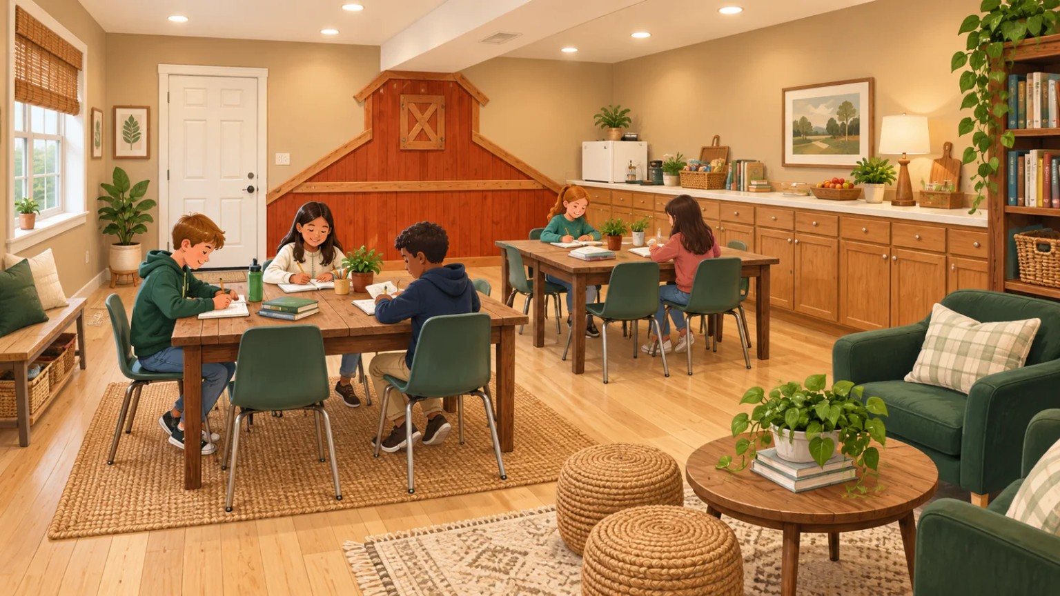 Indoor Autumn Ridge room for quieter activities, meals, reading, and projects