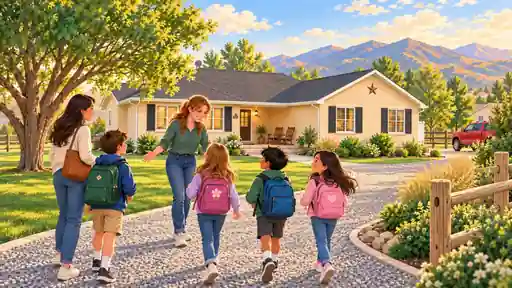 School-age children arriving at Autumn Ridge Kids Club