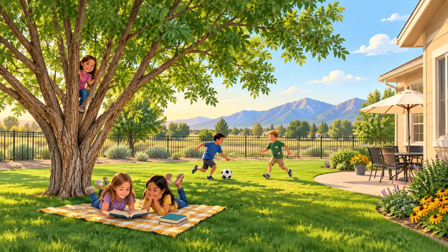 School-age children playing outdoors at Autumn Ridge